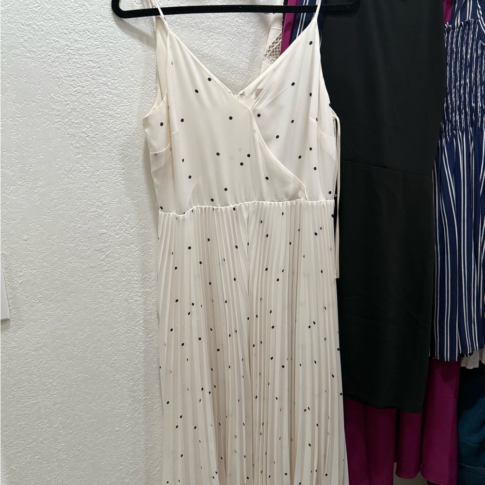 LOFT Cream Embellished Tiered Sundress